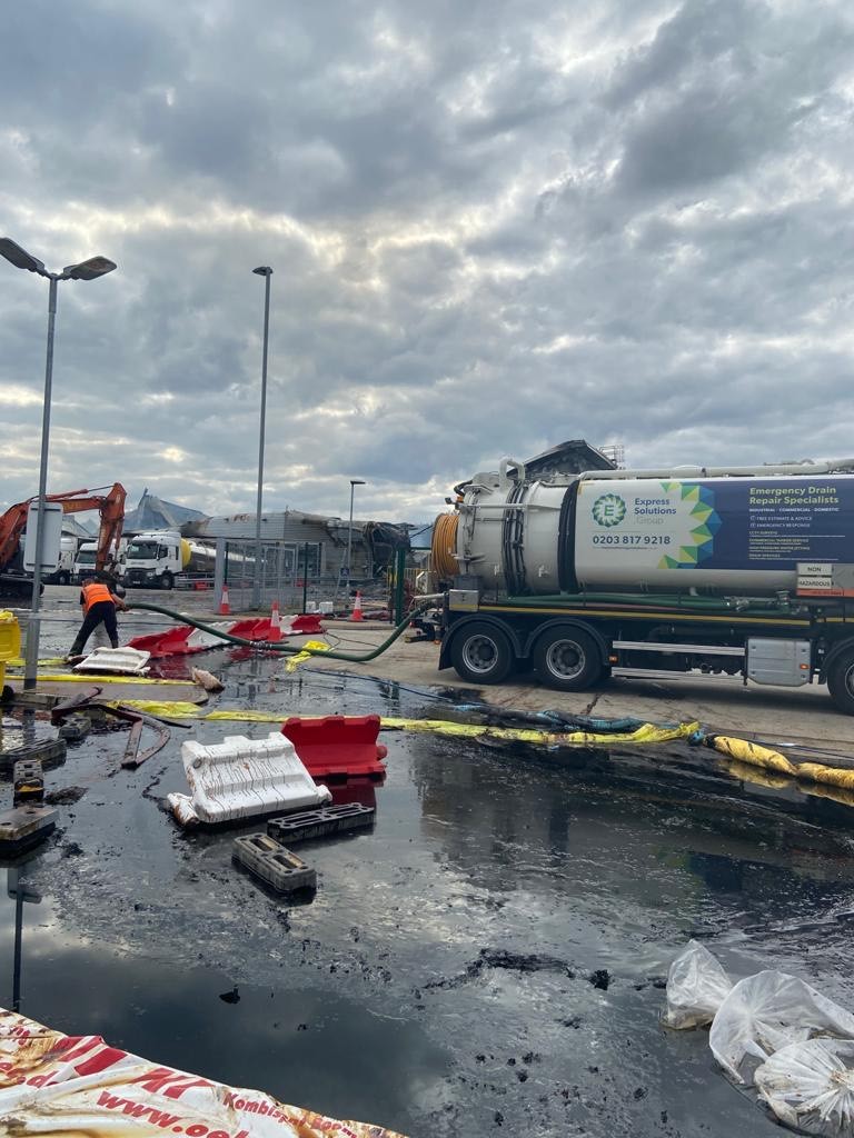 Tanker pumping flood water