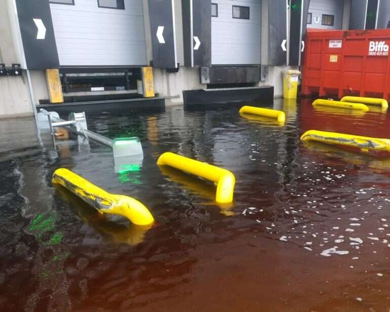 Flooding on industrial estate
